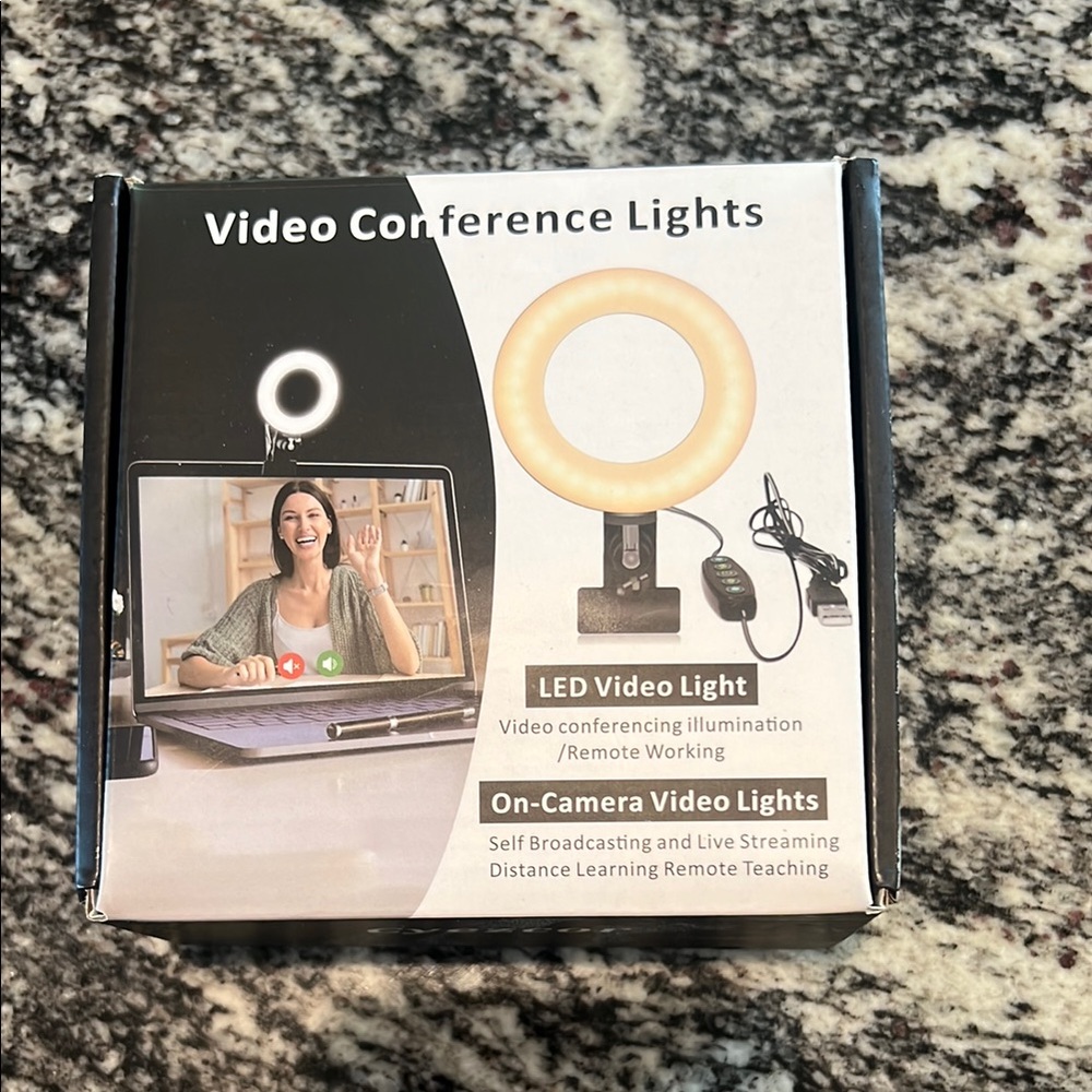 Video Conference Lights with LED Ring - Black